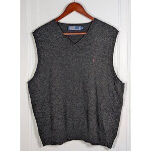 Polo Ralph Lauren Men's Sweater Vest Size XXL 2XL 100% Lambswool Gray Grey Golf